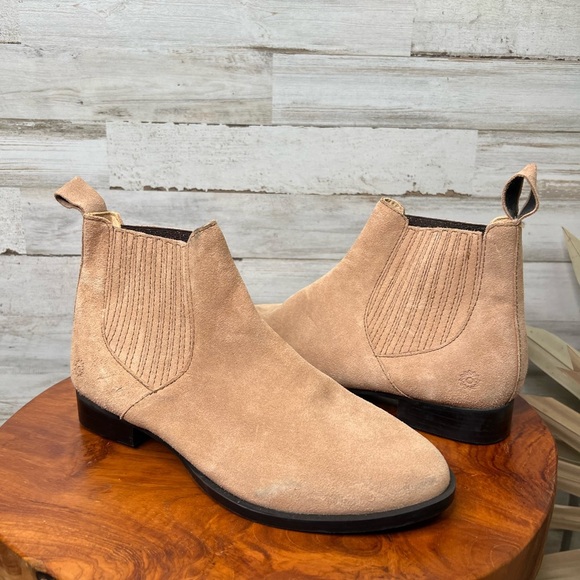 Jack Rogers Women's Brown Tan Suede Pippa Chelsea Booties Size 5.5 Ankle Casual - Picture 15 of 16